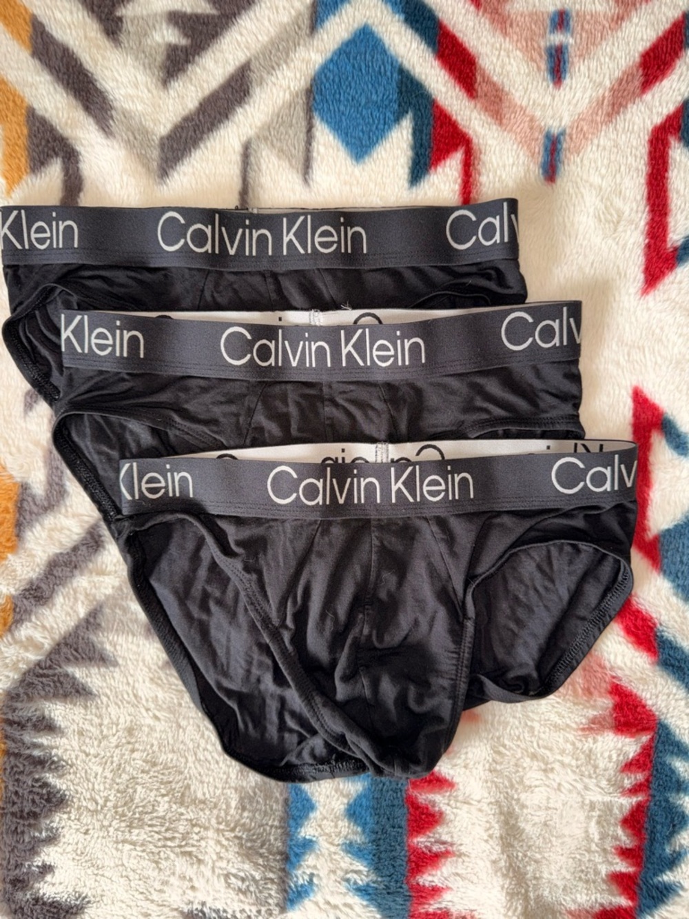 Calvin Klein Men's Black Briefs with Logo Waistband - Set of 3